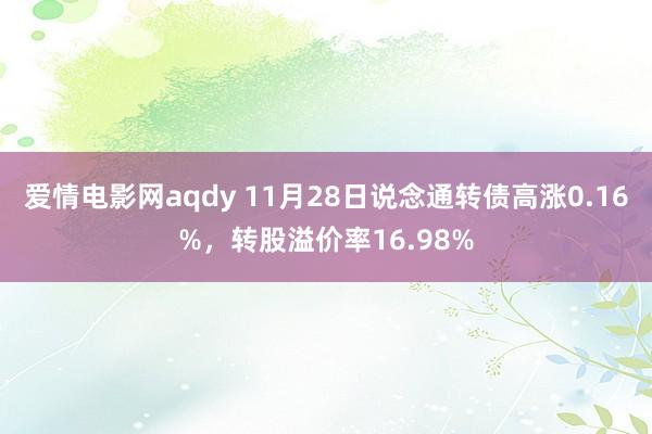爱情电影网aqdy 11月28日说念通转债高涨0.16%，转股溢价率16.98%