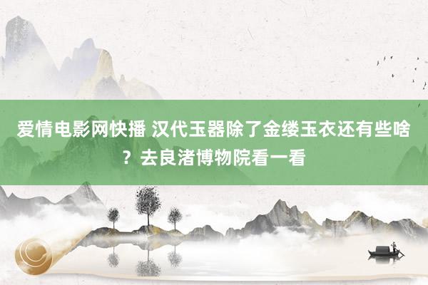 爱情电影网快播 汉代玉器除了金缕玉衣还有些啥？去良渚博物院看一看
