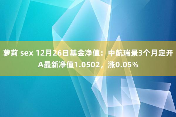 萝莉 sex 12月26日基金净值：中航瑞景3个月定开A最新净值1.0502，涨0.05%