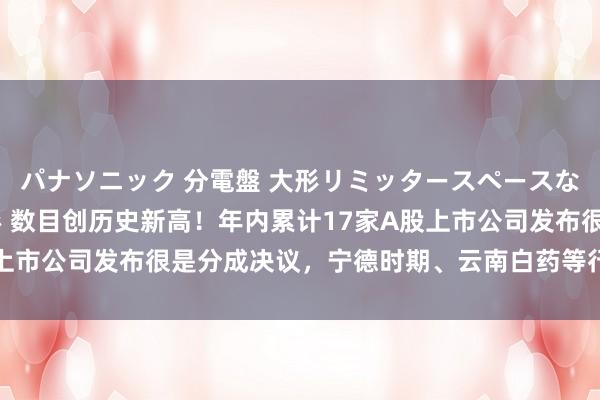 パナソニック 分電盤 大形リミッタースペースなし 露出・半埋込両用形 数目创历史新高！年内累计17家A股上市公司发布很是分成决议，宁德时期、云南白药等行业龙头在列