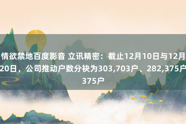 情欲禁地百度影音 立讯精密：截止12月10日与12月20日，公司推动户数分袂为303，703户、282，375户