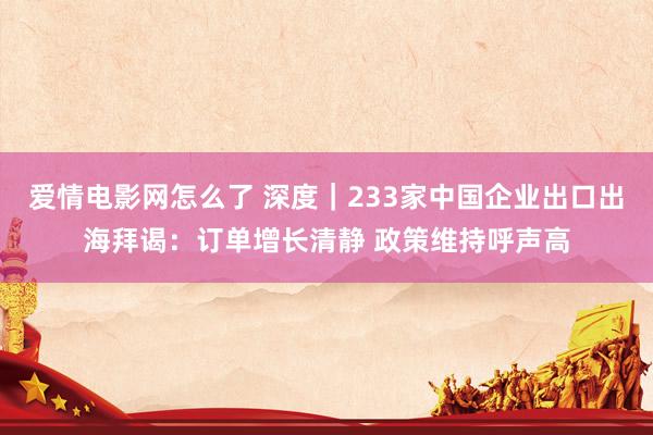 爱情电影网怎么了 深度｜233家中国企业出口出海拜谒：订单增长清静 政策维持呼声高