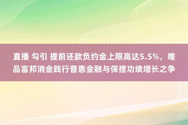 直播 勾引 提前还款负约金上限高达5.5%，唯品富邦消金践行普惠金融与保捏功绩增长之争