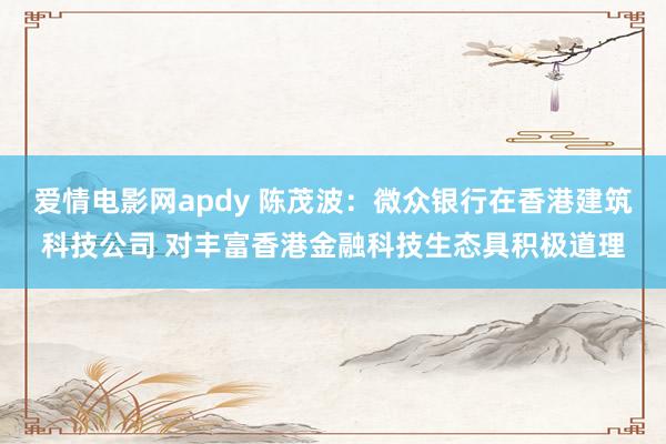 爱情电影网apdy 陈茂波：微众银行在香港建筑科技公司 对丰富香港金融科技生态具积极道理