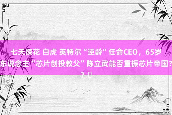 七天探花 白虎 英特尔“逆龄”任命CEO，65岁华东说念主“芯片创投教父”陈立武能否重振芯片帝国？​