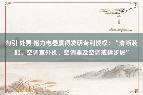 勾引 处男 格力电器赢得发明专利授权：“清晰装配、空调室外机、空调器及空调戒指步履”