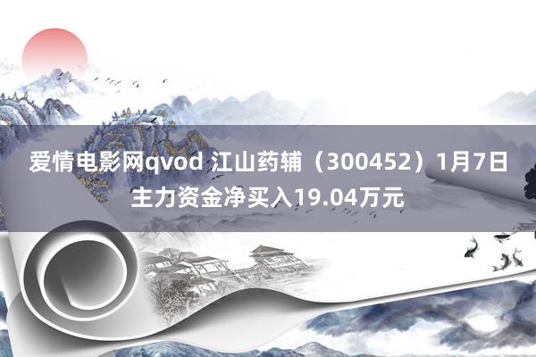 爱情电影网qvod 江山药辅（300452）1月7日主力资金净买入19.04万元