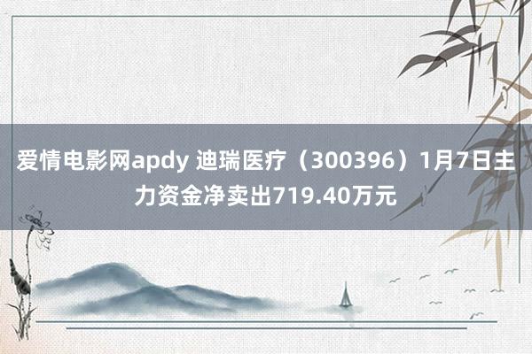爱情电影网apdy 迪瑞医疗（300396）1月7日主力资金净卖出719.40万元