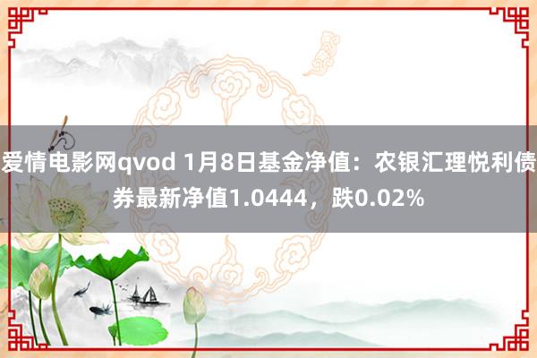 爱情电影网qvod 1月8日基金净值：农银汇理悦利债券最新净值1.0444，跌0.02%