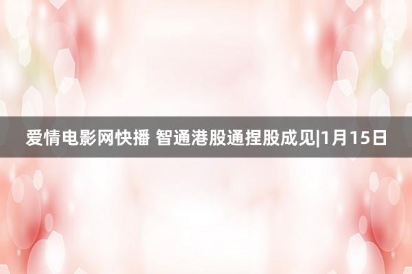 爱情电影网快播 智通港股通捏股成见|1月15日